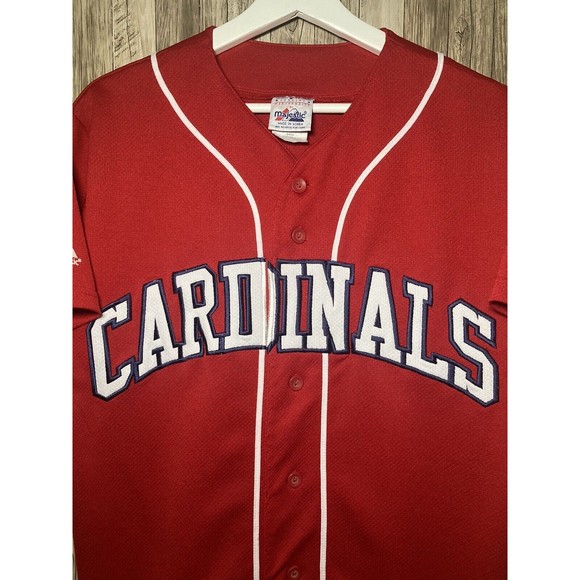 St Louis Cardinals Jersey Men’s Large Majestic Baseball MLB Blank Embroidery Red - Picture 3 of 8